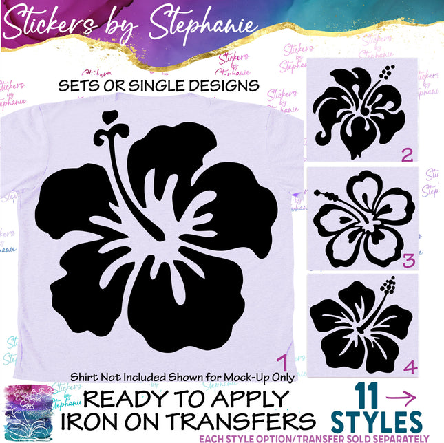 (s7-01-088) Hibiscus Flowers Iron-On Transfer