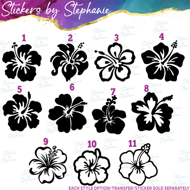 (s7-01-088) Hibiscus Flowers Iron-On Transfer