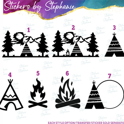 (s7-01-089) Teepee, Mountains Iron-On Transfer