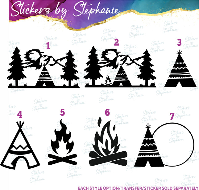 (s7-01-089) Teepee, Mountains Iron-On Transfer