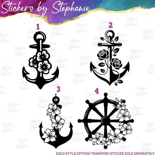 (s7-01-091) Anchor Flowers Iron-On Transfer