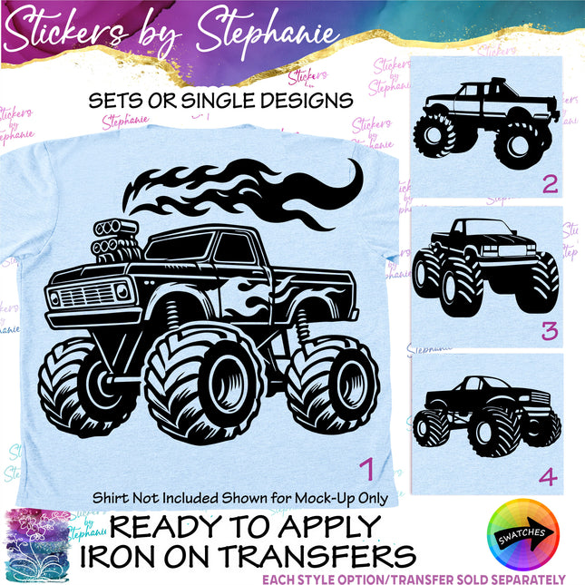 (s7-01-093) Monster Truck Iron-On Transfer
