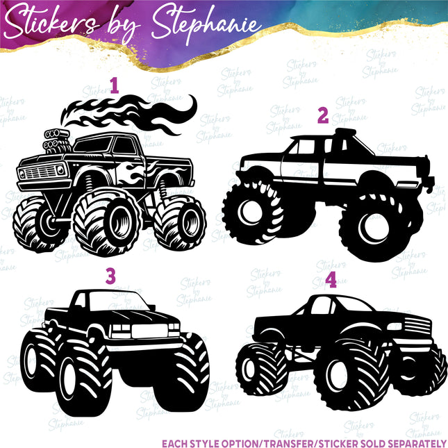 (s7-01-093) Monster Truck Iron-On Transfer