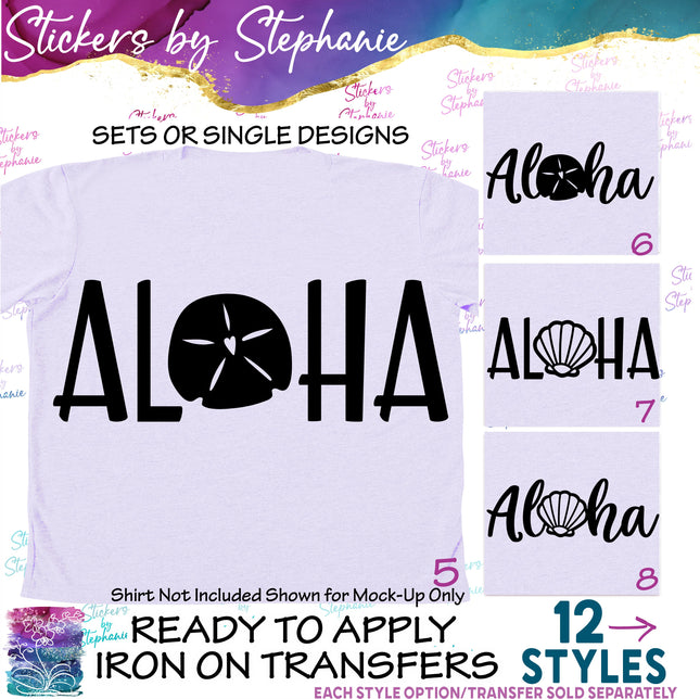 (s7-01-095) Aloha Sandollar, Sea Shell Iron-On Transfer