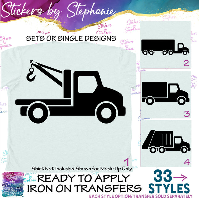(s7-01-097)Truck, Tow, Delivery, Garbage Iron-On Transfer