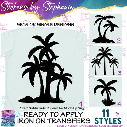 (s7-01-098) Palm Tree Silhouette Iron-On Transfer