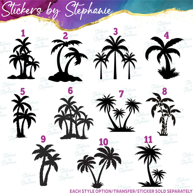 (s7-01-098) Palm Tree Silhouette Iron-On Transfer