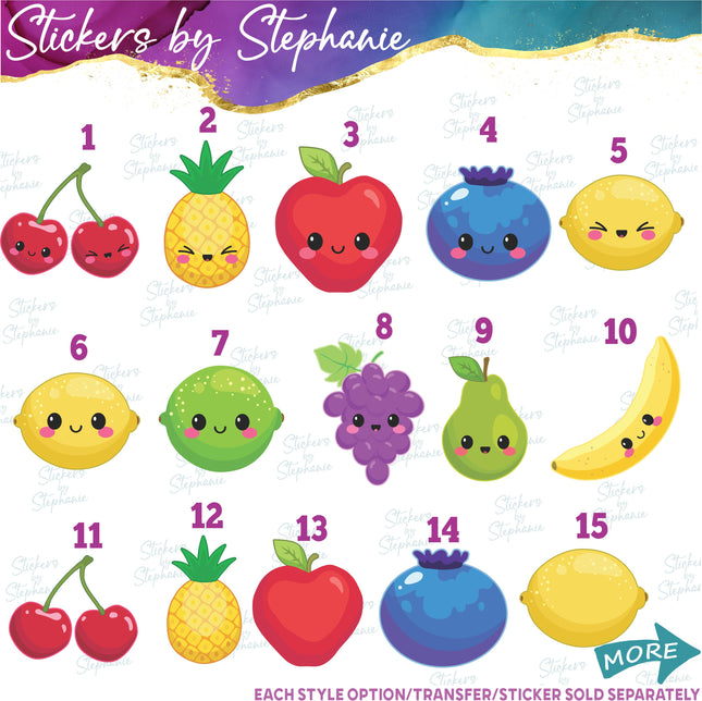 (s02-113) Kawaii Fruit Graphic Iron-On Transfer