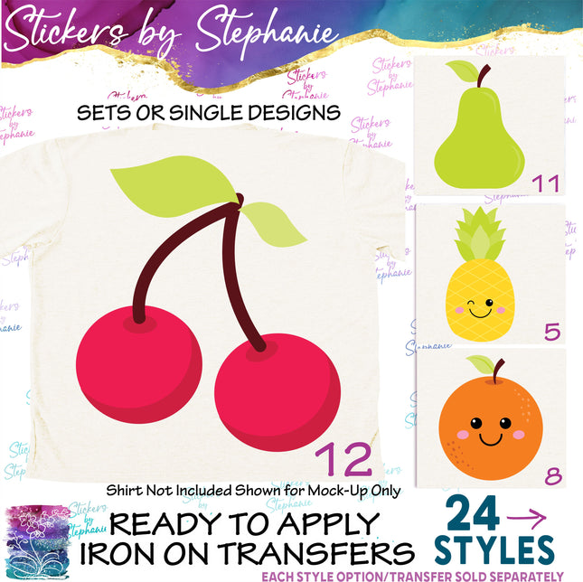 (s02-115) Kawaii Fruit Illustrated Graphic Iron-On Transfer