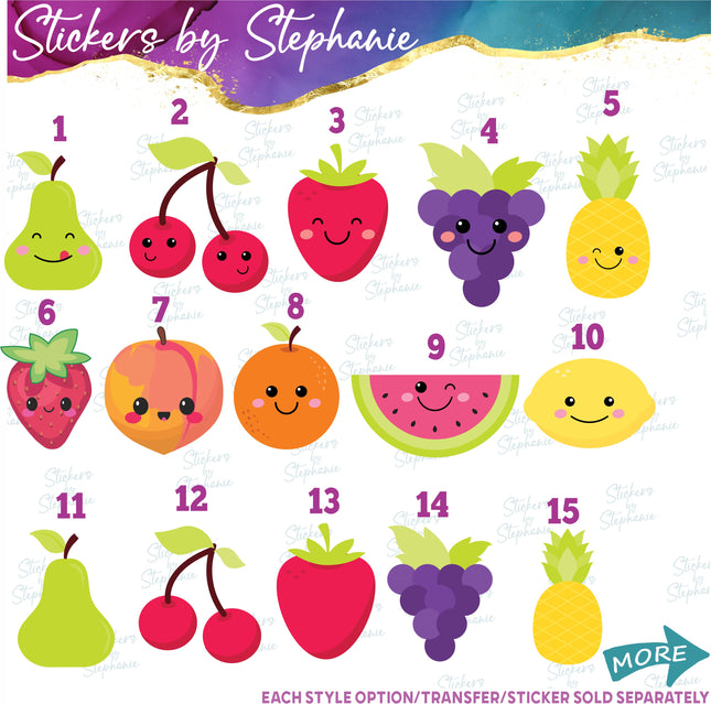 (s02-115) Kawaii Fruit Illustrated Graphic Iron-On Transfer