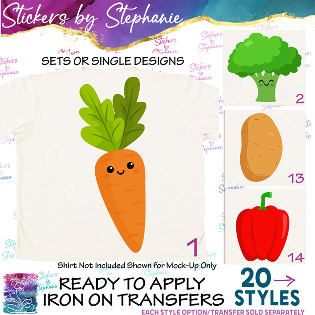 (s02-116) Kawaii Veggies Vegatables Graphic Iron-On Transfer