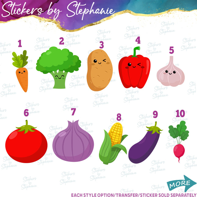 (s02-116) Kawaii Veggies Vegatables Graphic Iron-On Transfer