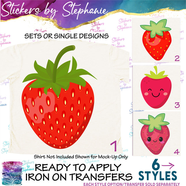 (s02-129) Strawberry Straberries Illustrated Graphic Iron-On Transfer