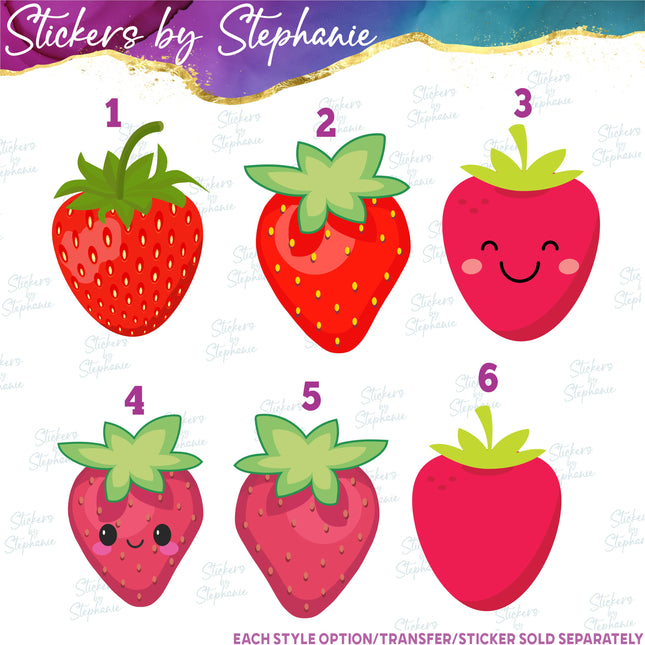 (s02-129) Strawberry Straberries Illustrated Graphic Iron-On Transfer