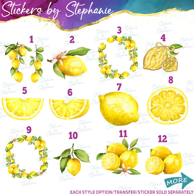 (s02-189) Lemon Lemons Fruit Watercolor Graphic Iron-On Transfer