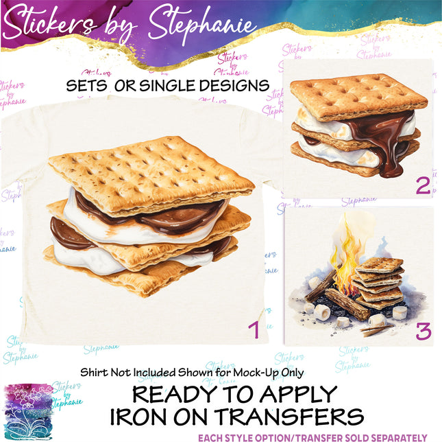 (s02-202) Smores S'Mores Illustrated Graphic Iron-On Transfer