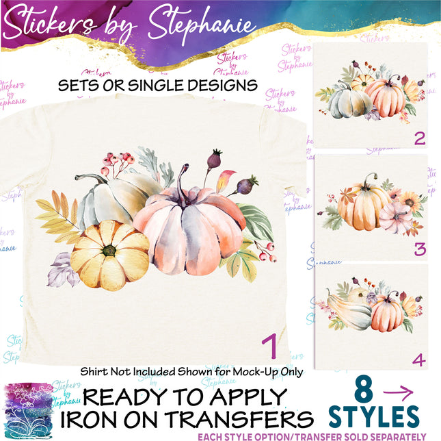 (s02-254) Pumpkins Squash Gourds Fall Graphic Iron-On Transfer