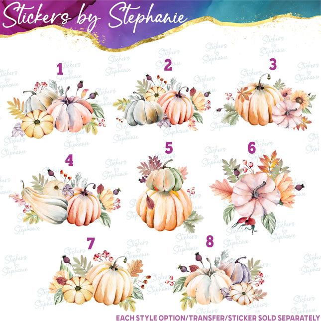 (s02-254) Pumpkins Squash Gourds Fall Graphic Iron-On Transfer