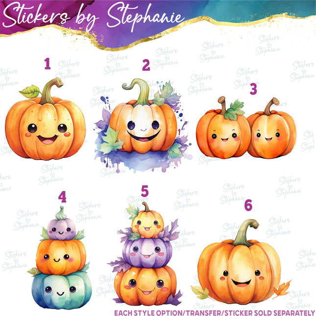 (s02-258) Kawaii Face Pumpkins Graphic Iron-On Transfer