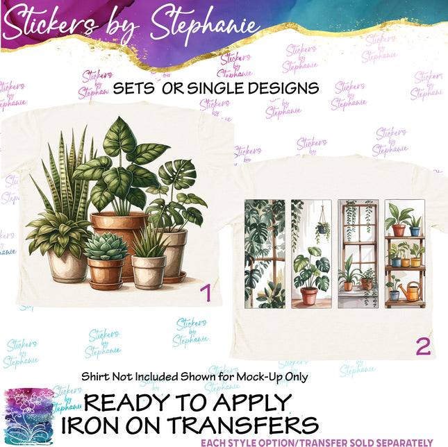 (s02-067) Plants Houseplants Graphic Iron-On Transfer