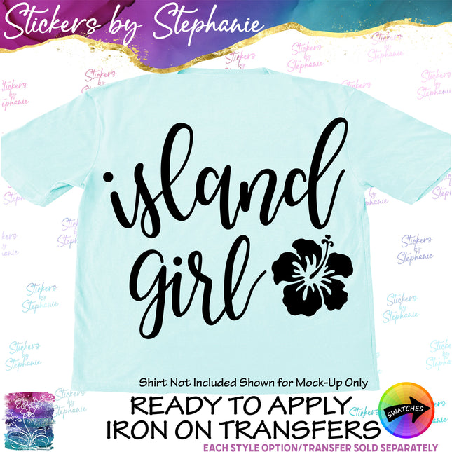 (s7-03-007) Island Girl Hibiscus Iron-On Transfer