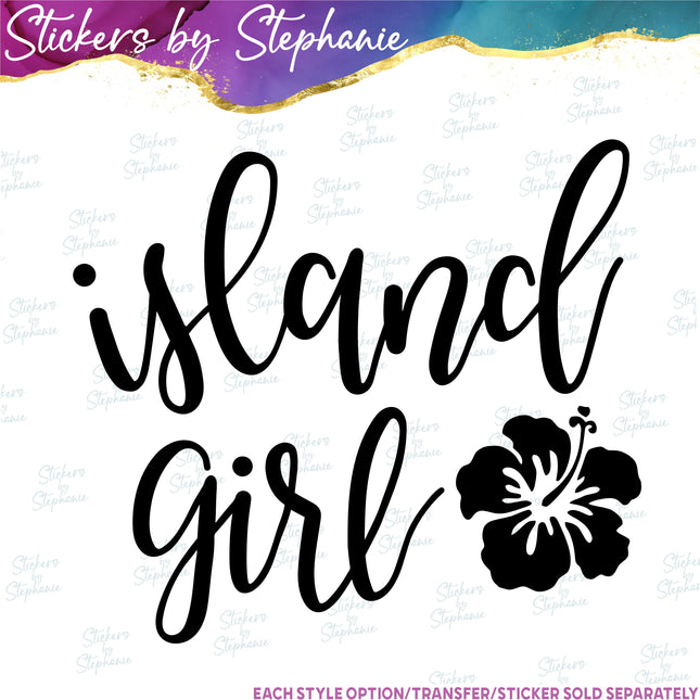 (s7-03-007) Island Girl Hibiscus Iron-On Transfer