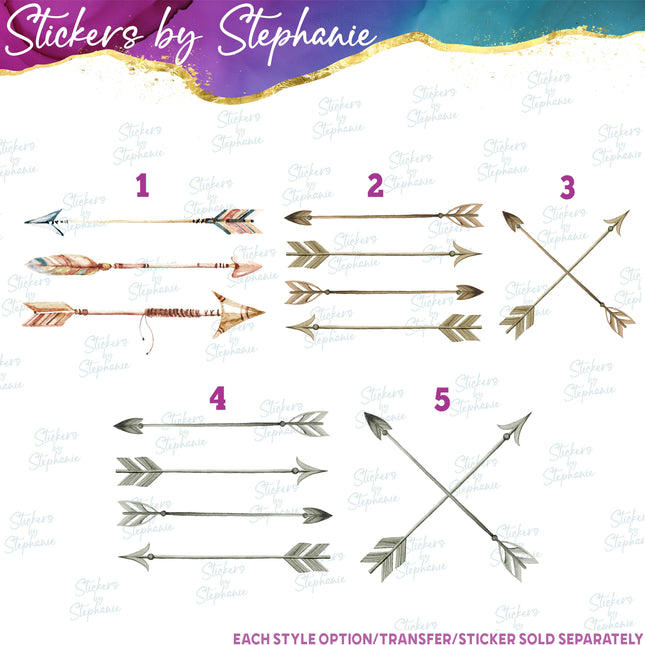 (s04-155) Arrow Arrows Watercolor Graphic Iron-On Transfer