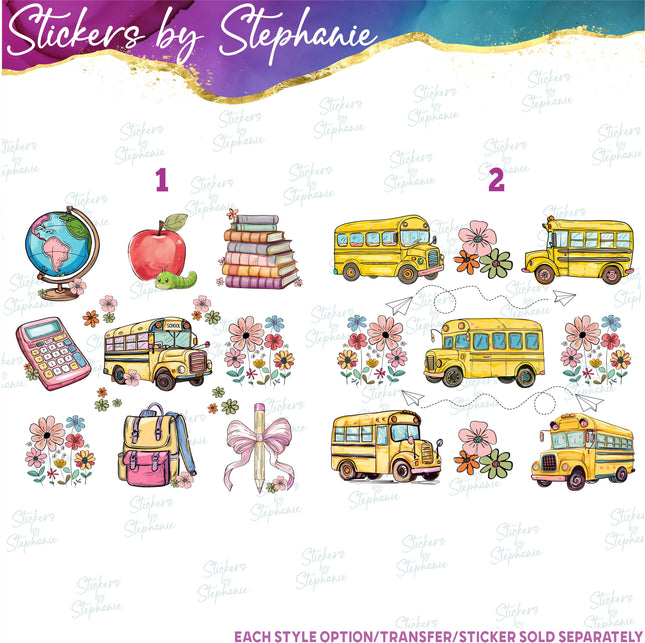 (s04-160) School Bus, Back to Graphic Iron-On Transfer