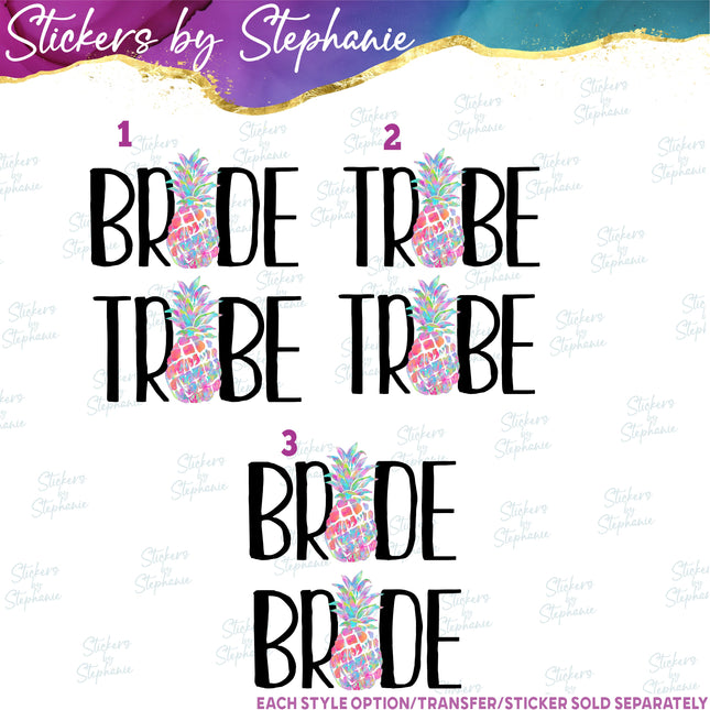 (s04-165) Bride, Tribe Pineapple Iron-On Transfer