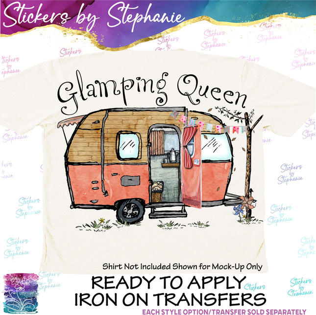 (s7-04-118) Glamping Queen Camper Iron-On Transfer