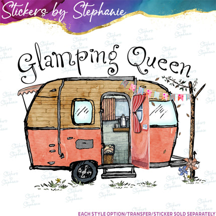 (s7-04-118) Glamping Queen Camper Iron-On Transfer