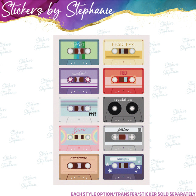 (s7-04-125) Music Albums Cassette Tapes Iron-On Transfer