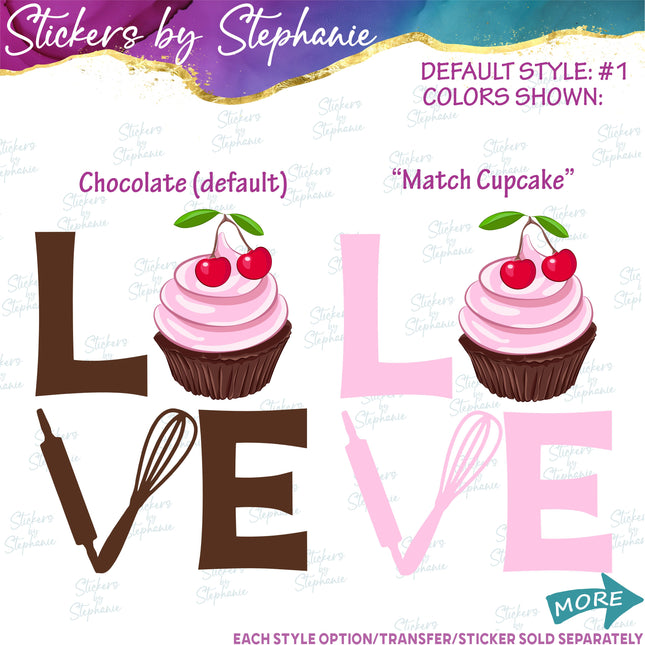 (s7-04-134) Stacked Love Cupcake Baking Iron-On Transfer
