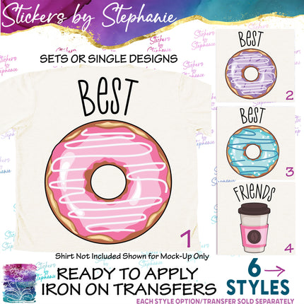 (s7-04-138) Best Friends Donut Coffee Iron-On Transfer