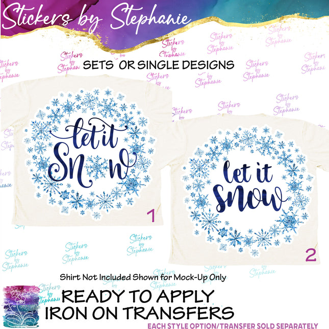 (s7-04-020) Let it Snow Snowflake Wreath Iron-On Transfer