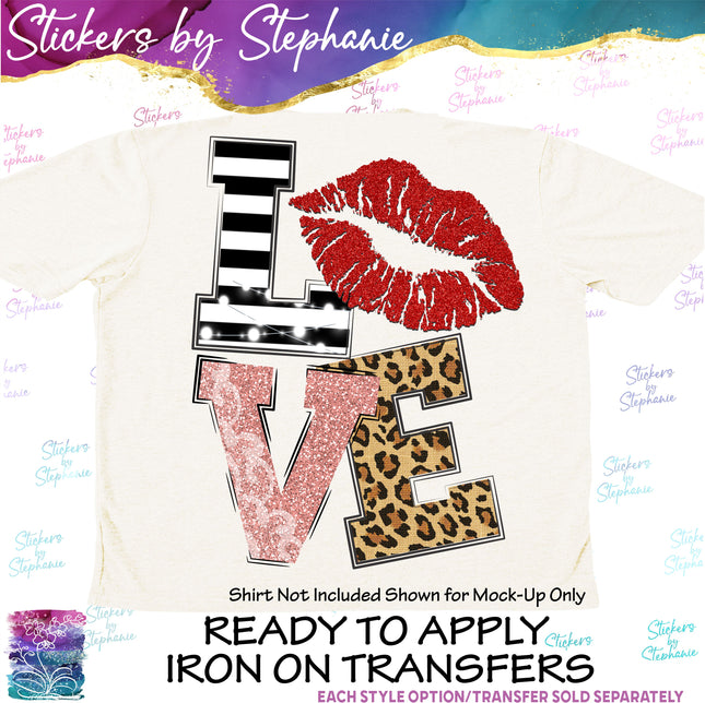 (s7-04-022) Stacked Love Kiss Lips Iron-On Transfer