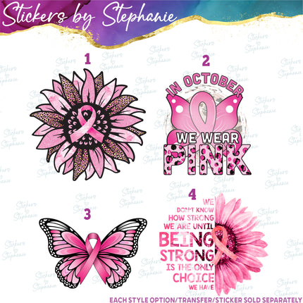 (s7-04-032) Breast Cancer Sunflower Butterfly Iron-On Transfer