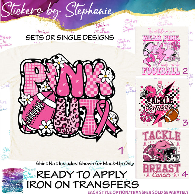 (s7-04-033) Pink Out, Tackle Cancer Iron-On Transfer