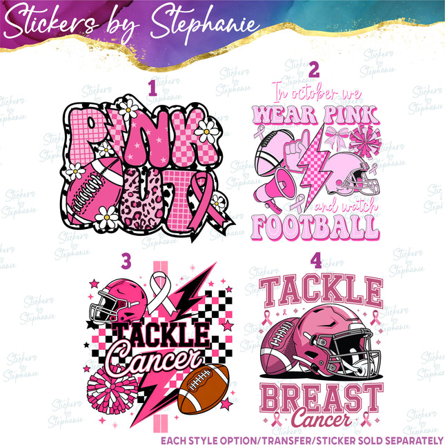 (s7-04-033) Pink Out, Tackle Cancer Iron-On Transfer