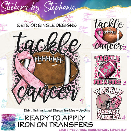 (s7-04-034) Tackle Cancer Football Iron-On Transfer