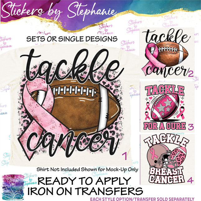 (s7-04-034) Tackle Cancer Football Iron-On Transfer