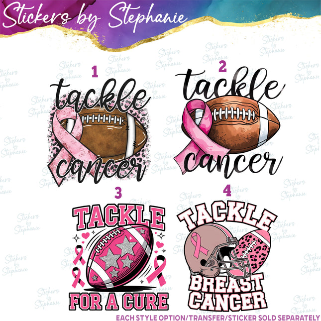 (s7-04-034) Tackle Cancer Football Iron-On Transfer