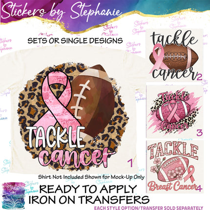 (s7-04-035) Tackle Cancer Football Iron-On Transfer