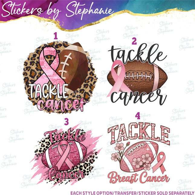(s7-04-035) Tackle Cancer Football Iron-On Transfer