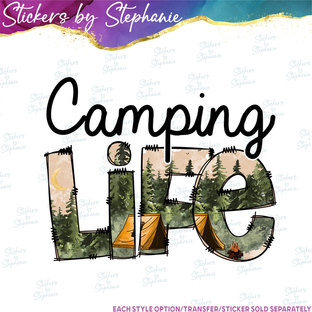 (s7-04-039) Camping Life Iron-On Transfer