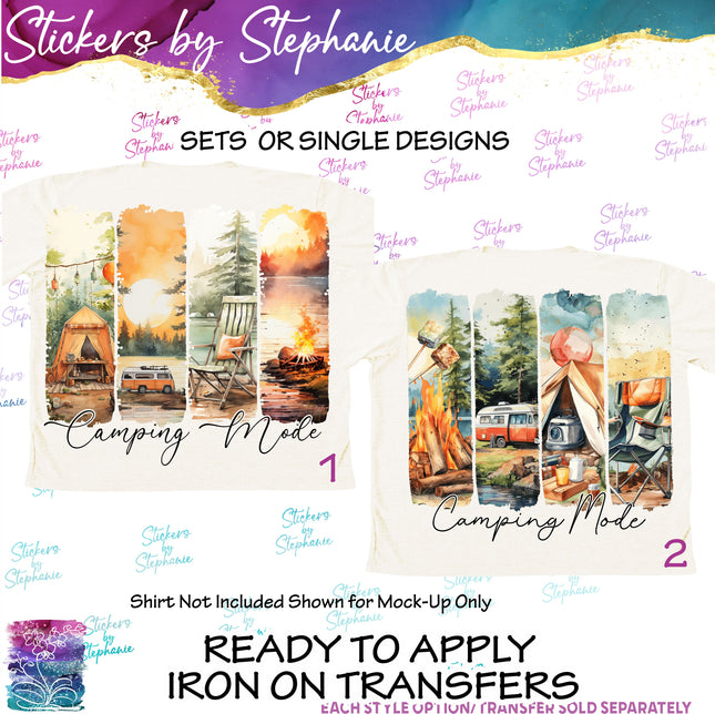 (s7-04-041) Camping Mode Brushstroke Iron-On Transfer