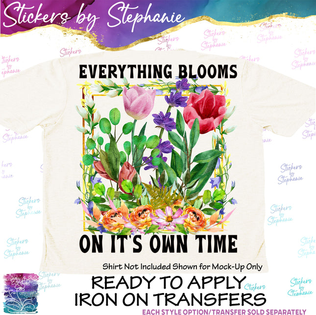 (s7-04-048) Everything Blooms in Its Own Time Wildflowers Iron-On Transfer