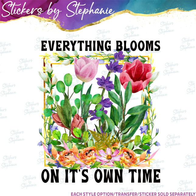 (s7-04-048) Everything Blooms in Its Own Time Wildflowers Iron-On Transfer