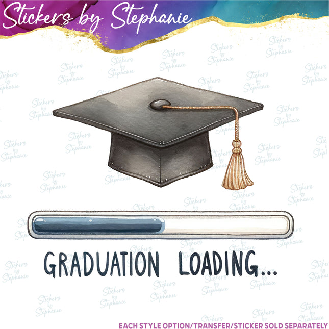 (s7-04-051) Graduation Loading Watercolor Iron-On Transfer