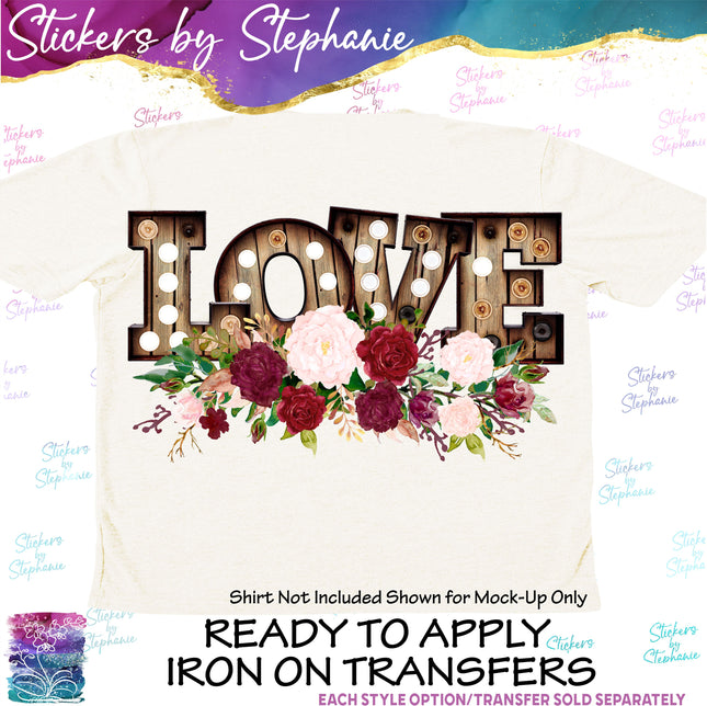 (s7-04-069) Love Roses Flowers Iron-On Transfer